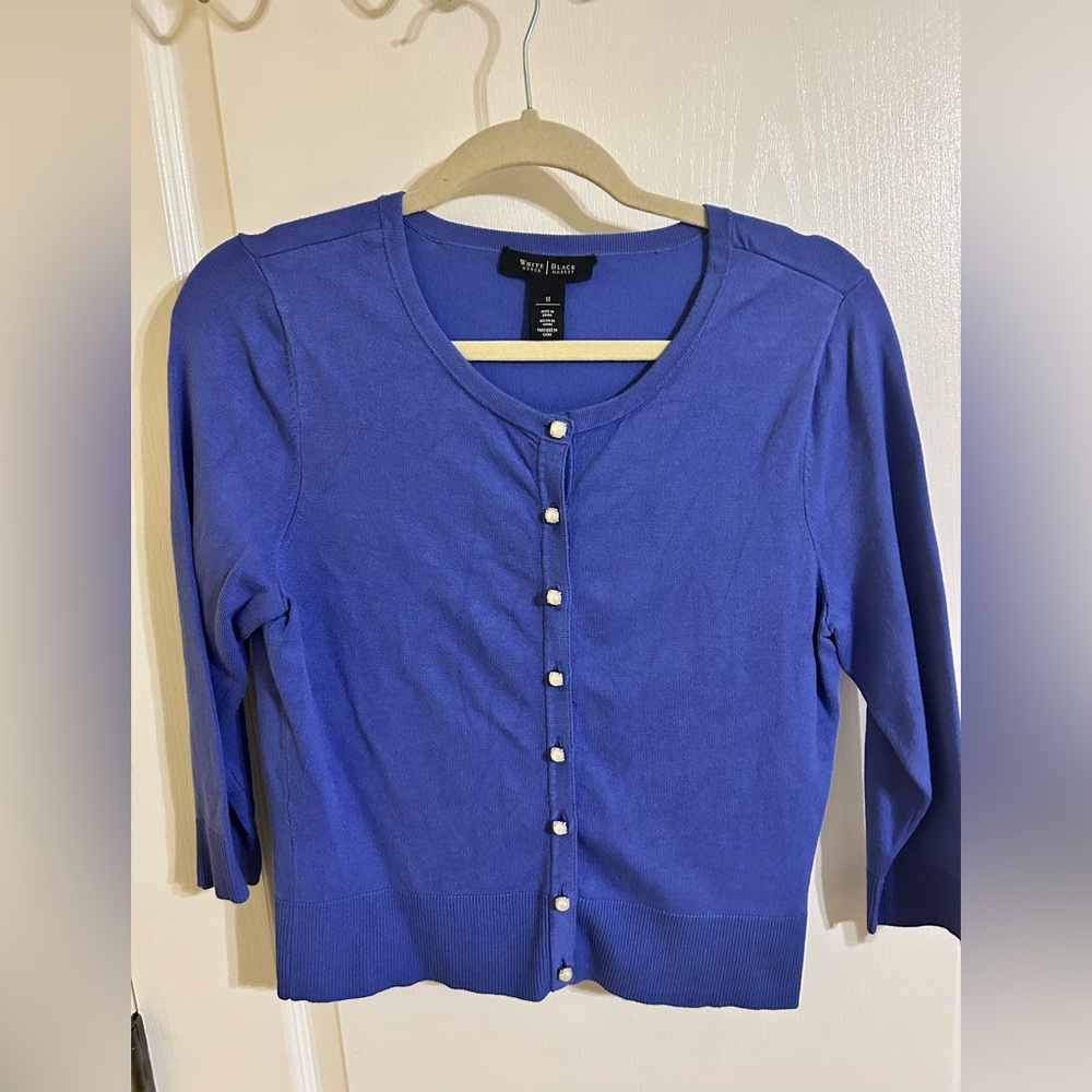 White House Black Market Purple Button Down Sweater